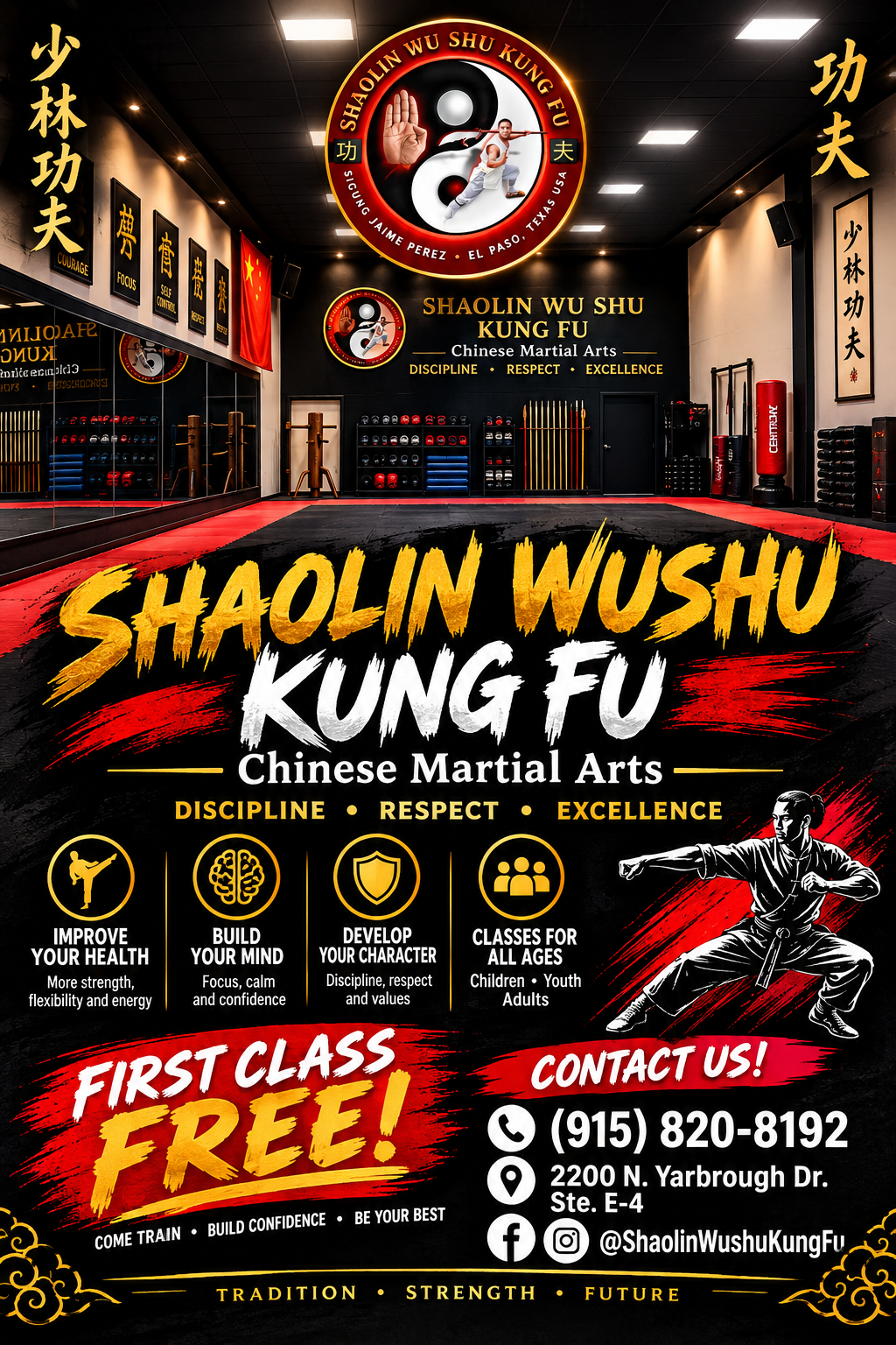 Shaolin Wushu Free Class Flyer